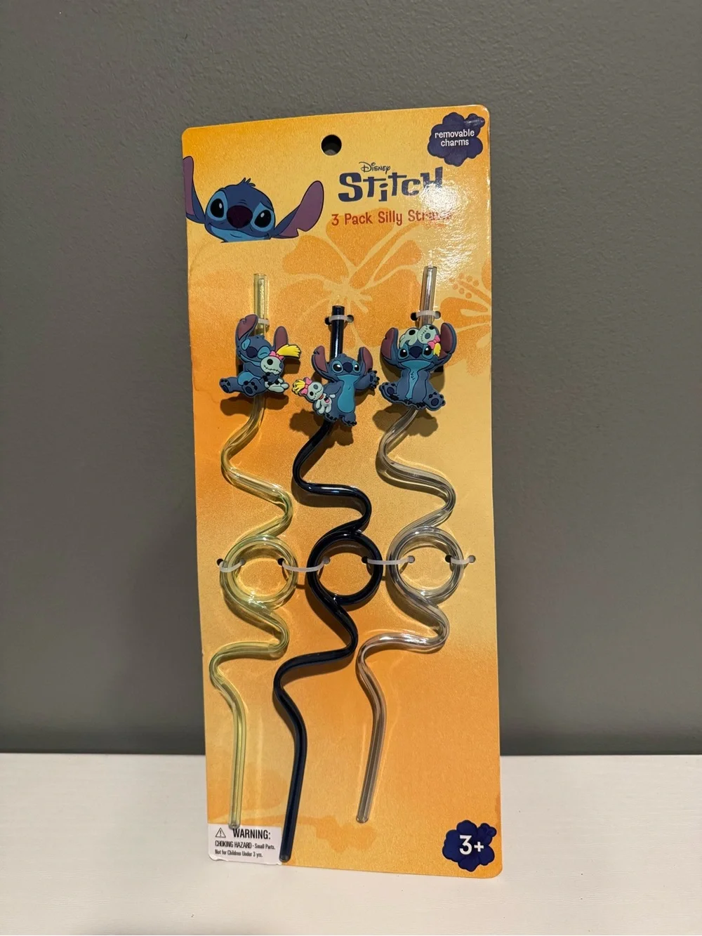 Disney Stitch Silly Straws 3-Pack (Blue, Black, Clear)